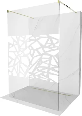 Image de Mexen Kioto paroi de douche 120 x 200 cm, Transparent/Blanc motif 8 mm, Or - 800-120-002-50-85