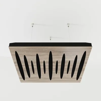 Productafbeelding van Set van 4 akoestische plafondpanelen PULSAR, 50x50x5 cm, Sonoma eiken/zwart