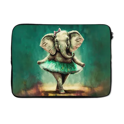 Produktbild von MuchoWow® Laptop Hülle 13 Zoll Elefant - Ballerina - Farbe - Bogen - Porträt - Kinder Laptoptasche - Laptophülle - Sleeve - Rundumschutz