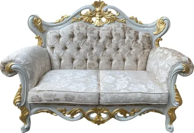 Produktbild von Pompöös by Casa Padrino Luxus Barock 2er Sofa Creme Bouquet Muster / Weiß / Gold - Pompööses Barock Sofa designed by Harald Glööckler