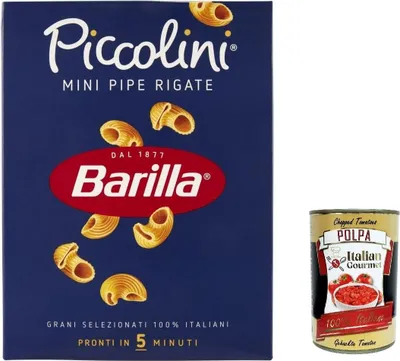 Produktbild von 5x Pasta Barilla Mini Pipe rigate, 100% italienisch Nudeln 500 g pack + Italian Gourmet polpa 400g