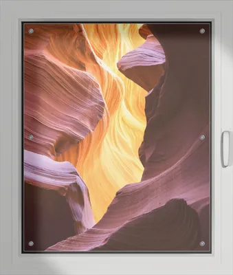 Produktbild von Wallario Lichtschutzbild, Dekorativer Sichtschutz Sonnenschutz 76 x 93 cm mit Motiv: Schlucht aus Sandstein in Arizona  Antelope Canyon - Verdunklung ohne Bohren