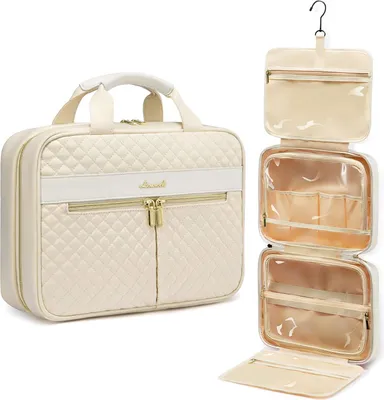 Immagine prodotto di Borsa cosmetica grande per donna - impermeabile - beige - 1 pezzo
