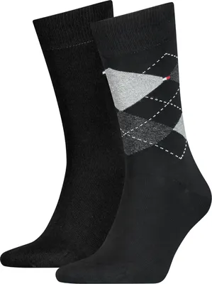 Produktbild von 2er Pack TOMMY HILFIGER Check Socken Herren 200 - black 43-46