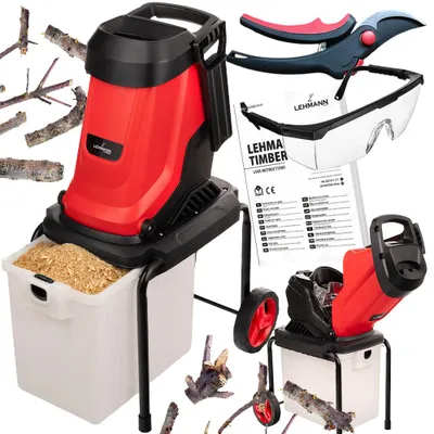 Zdjęcie produktu dla Rozdrabniacz do gałęzi Lehmann Timber 3800 W rębak elektryczny 45 mm pojemnik 50L NOŻE SK5