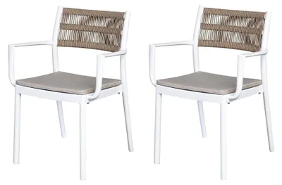 Produktbild von Vona Stapelstuhl 52,5x60x80cm weiß/blau Gartenstuhl Bistrostuhl (Natur, 2er Set)