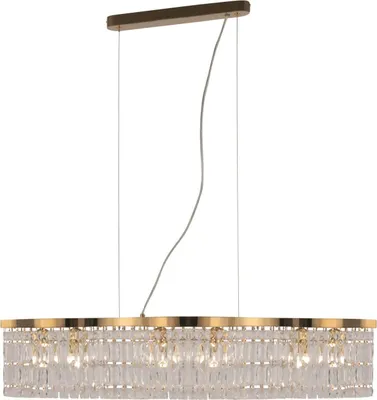 Produktbild von Pendelleuchte Metall Glas E14 H: max. 138 cm in Gold länglich Modern Kristall
