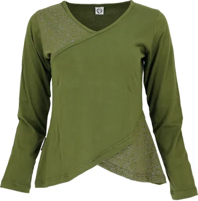 Produktbild von Langarmshirt Boho-chic - Grün, Damen, Baumwolle, Größe: L