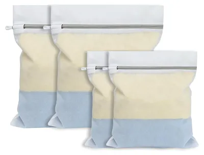 Image de Lot de sacs de lavage - 4 pièces avec fermeture éclair dissimulée - pour chemises, soutiens-gorge, chaussettes et sous-vêtements - 2 sacs de 25 x 30 cm et 2 sacs de 30 x 40 cm