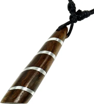 Produktbild von Ethno Holzschmuck, Surferkette mit Metalleinlage - Zahn, Braun, Ketten & Modeschmuck für den Hals