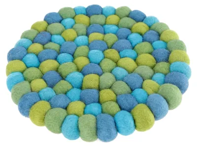 Produktbild von Filzuntersetzer aus Filzkugeln, runde Filzdekoration Ø 20 cm - Türkis/bunt