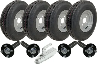 Produktbild von Hochgeschwindigkeits-Zweiachsanhänger-Kit 4.80/4.00 - 8 straßenzugelassene Räder Nabe & Achsstummel