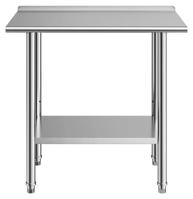 Produktbild von Edelstahl Arbeitstisch Gastro mit Aufkantung, Schwerlast Zubereitungstisch 2 Ablagen verstellbar, rostfrei | 91,5×61×89,4 cm | 227 kg Traglast | Profi