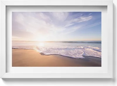 Produktbild von Ruhige Aussicht auf Strand und Meer– Wandbild mit Rahmen – Gerahmtes Bild  – Wanddekoration – 30x20 cm –  Weiß Rahmen