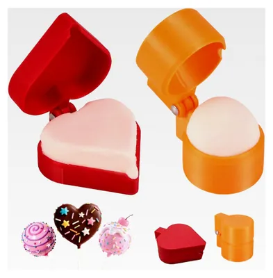 Produktbild von 2er Set aus kugel- und herzförmigen Cake-Pop-Formen, Cake-Pop-Ausstecher und -Stößel aus PLA-Kunststoff, 3D-gedruckte Backwerkzeuge für Zuhause, Partys und Hochzeitsdesserts