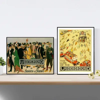 Vintage Poster Set – Zwei Blätter Londoner U-Bahn – A4