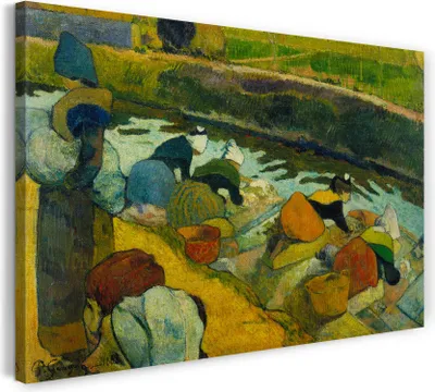 Produktbild von Leinwandbild (120x80cm): Paul Gauguin - Waschfrauen in Arles, echter Holz-Keilrahmen inkl. Aufhänger, handgefertigt in Deutschland