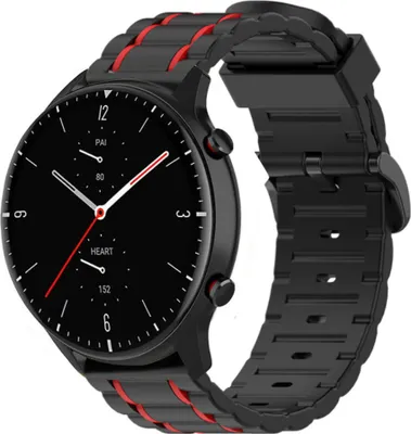 Produktbild von Strap-it Amazfit GTR 2 Sportschnallenarmband (Schwarz/Rot)