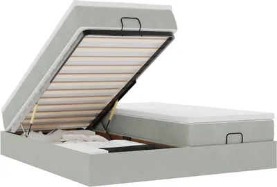 Produktbild von vidaXL Ottoman-Bett mit Matratzen Hellgrau 160x200 cm Samt