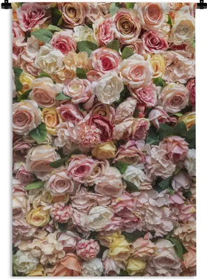 Produktbild von MuchoWow® Wandteppich Wandbehang Rosen - Farben - Wand 90x135 cm Tapisserie Dekoration Wandtuch - Baumwolle - Wandskulptur