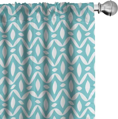 Immagine prodotto di ABAKUHAUS Tende astratte, tende, motivi decorativi artistici con forme simmetriche orizzontali e strisce ondulate, 2 pezzi 75 x 225 cm, verde acqua e bianco