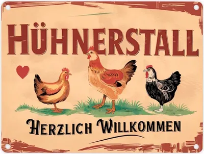 Produktbild von Herzlich Willkommen im Hühnerstall Vintage Metallschild in 15x20 cm