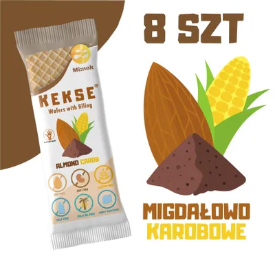 Zdjęcie produktu dla KEKSE Wafle migdałowo-karobowe 8 szt.