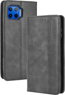 Produktbild von Motorola Moto G 5G Plus Hülle - Coverup Vintage Style Klapphülle - Schwarz