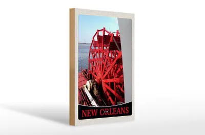 Produktbild von Holzschild Reise 20x30cm New Orleans Amerika USA Steambot