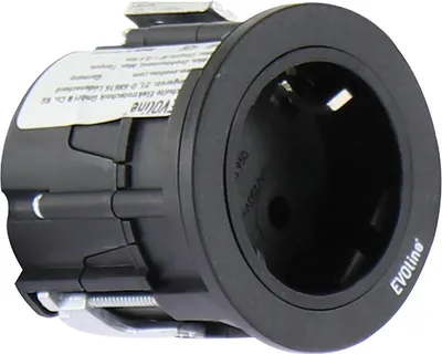Produktbild von Evoline One Einbau Steckdose mit Abdeckring ø 59 mm 230V, Kunststoff schwarz