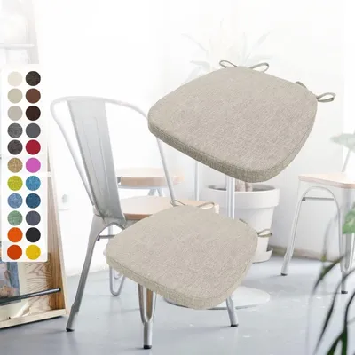 Productafbeelding van Stoelkussen - 40 x 38 x 3 cm - Set van 2 - Beige-grijs - Met banden
