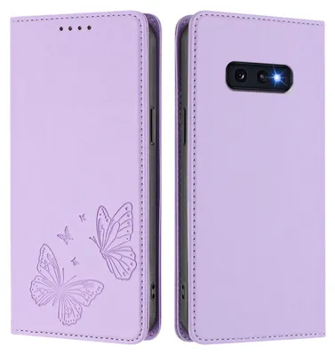 Image de Étui en cuir pour Samsung Galaxy S10E, motif papillon, étui portefeuille à rabat avec support, violet clair