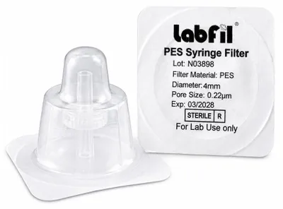 Productafbeelding van 25 stuks steriele spuitfilters 4 mm PES-membraan 0,22 µm