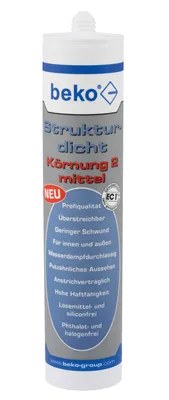 Produktbild von beko Strukturdicht Acryl, weiß, Körnung 2 - mittel, 310 ml