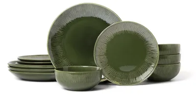 Immagine prodotto di Set di stoviglie da tavola in Vetroceramica composto da 12 pezzi, ideale per 4 persone, con piatti piani, piatti fondi e ciotole