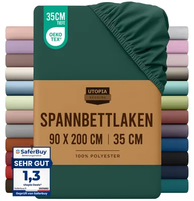 Productafbeelding van Utopia Beddengoed - Spannenlaken 90x200 cm - Smaragdgroen