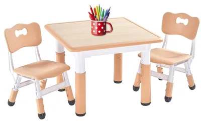 Produktbild von Kindertisch Kinderstuhl Kindermöbel-Set - Höhenverstellbar - 2 Stühle - Für Kinder von 3 bis 8 Jahren