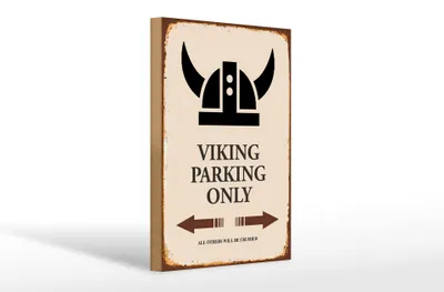 Produktbild von Holzschild Spruch 20x30cm Viking Parking only all others