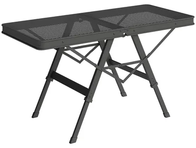 Image de Table de camping - Table pliante à hauteur réglable - Table pliante en aluminium - Étagère en métal - Table d'extérieur portable