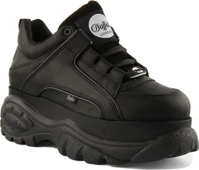 Image de Buffalo 1339 14 2.0 Hommes Lacets Cuir Plateforme Chaussures de sport Noir - undefined / Noir