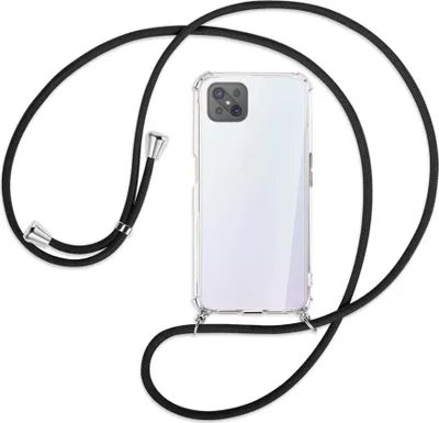 Produktbild von Handykette Backcover-Schutzhülle mit Band (Metall silberfarben) für Oppo A92S / Reno4 Z 5G - schwarz