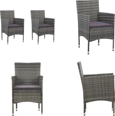 Produktbild von vidaXL Garten Essstühle 2 Stk. Poly Rattan Grau - Rattanstuhl - Rattanstühle - Gartensessel - Rattansessel