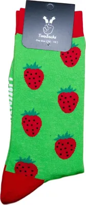 Produktbild von TwoSocks lustige Socken - Erdbeere Socken, Motivsocken für Damen & Herren  Baumwolle Einheitsgröße