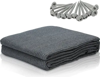 Produktbild von Campingteppich Vorzeltteppich aus HDPE 240 g/m², 250 x 500 cm, Blaugrau, 1 Teppich mit 13 Heringen, UV-stabil und beidseitig nutzbar
