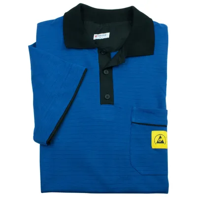 Obrázok produktu pre WETEC ESD polokošeľa, s čiernym golierom, veľkosť XL, modrá (košeľa s krátkym rukávom)