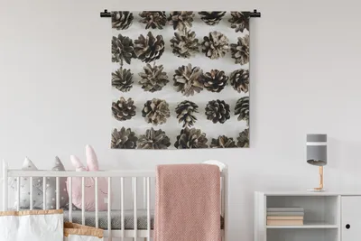 Produktbild von MuchoWow® Wandteppich Wandbehang Tannenzapfen - Winter - Weiß 90x90 cm Tapisserie Dekoration Wandtuch - Wandaufhänger