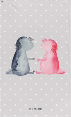 Produktbild von Mr. & Mrs. Panda Tapestry Axolotl Liebe - Grau Pastell - Geschenk, glücklich, Wandbild, Tapisserie, Wandtuch, Gobelin, Freund, Wandteppich, Lurch