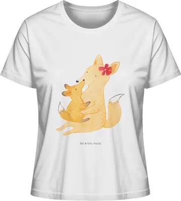 Produktbild von Mr. & Mrs. Panda Oberteil Damen Fuchs Mama Größe XL - Weiß - Geschenk, Baumwoll T-Shirt, shirt, Muttertag, Schoß, Tochter, Basic, Mutter