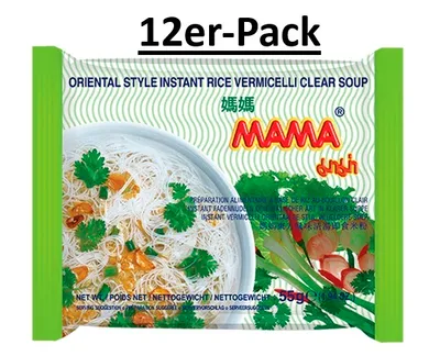 Produktbild von 12 x MAMA Instant Reisnudeln Orientalischer Art Clear Soup Vermicelli 55g