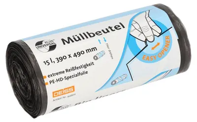 Produktbild von DEISS Universal Plus® Müllbeutel 44902 15 Liter - 1 Rolle (50 Stück)